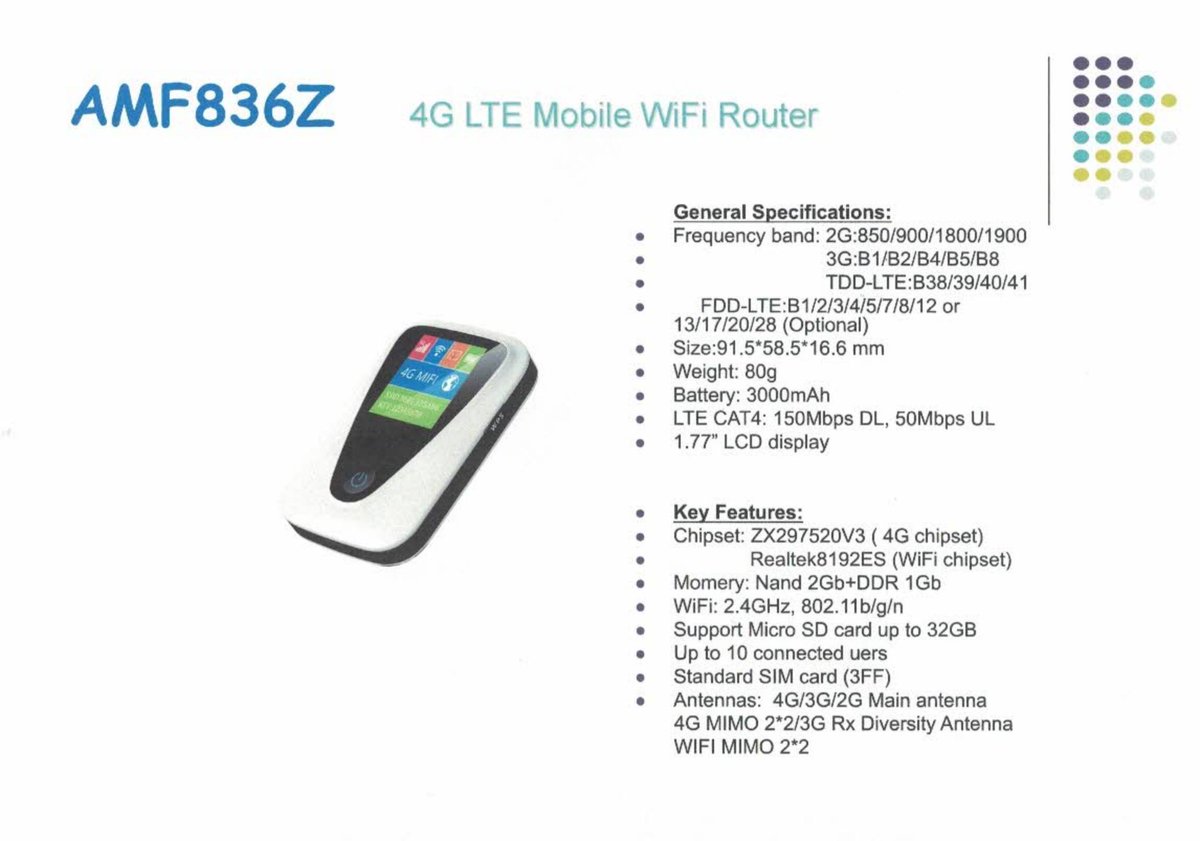 台湾均皇出口产品：随身MIFI
Taiwan Sovereign export product: portable MiFi