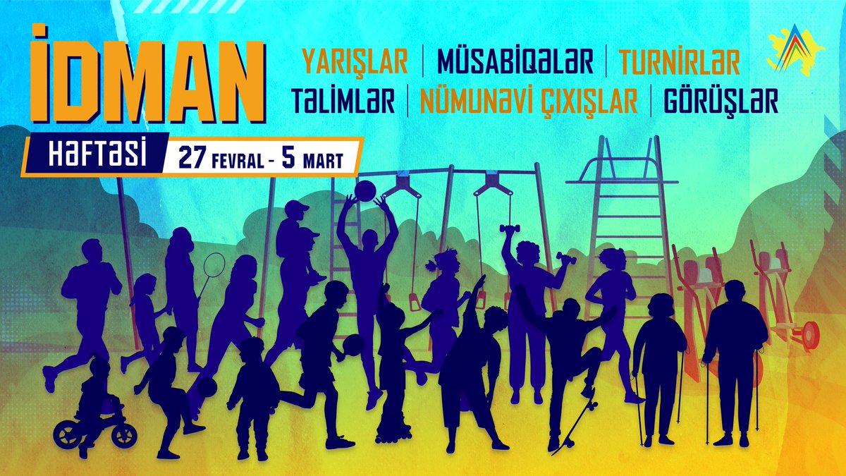officialmys's tweet photo. 🎉 🇦🇿 AZƏRBAYCANDA İDMAN HƏFTƏSİ BAŞLAYIR!
27 fevral – 5 mart tarixlərində təşkil olunacaq yarışlar, müsabiqələr, turnirlər, təlim və nümunəvi çıxışlarda fəal iştirak etməyə dəvət edirik.
#Azərbaycanİdmanı #İdmanHəftəsi2022 #Gənclərİdman #MysAz #MysGovAz https://t.co/9HlQSjYoUK