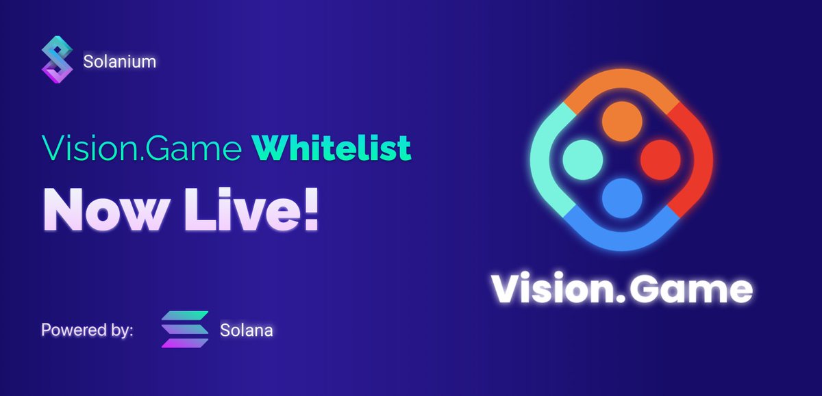 Solanium (@solanium_io) on Twitter photo <a href="/visiongame_/">VisionGame</a> Whitelist is now LIVE! 🎉
VisionGame brings the traditional game publishing experience to the blockchain world - Amplifying the Gaming Industry
Whitelist Here➡️solanium.io/project/vision……
IDO Guidelines ➡️link.medium.com/C1LYINDxSnb <a href="/visiongame_/">VisionGame</a> Whitelist is now LIVE! 🎉
VisionGame brings the traditional game publishing experience to the blockchain world - Amplifying the Gaming Industry
Whitelist Here➡️solanium.io/project/vision……
IDO Guidelines ➡️link.medium.com/C1LYINDxSnb