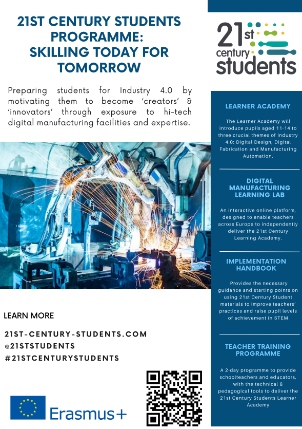 21ST CENTURY STUDENTS SKILLING TODAY FOR TOMORROW.

Please see the leaflet below for more information on the programme. Please share, print, and distribute this leaflet to help spread the word.
#Industry40 #generationZ #education