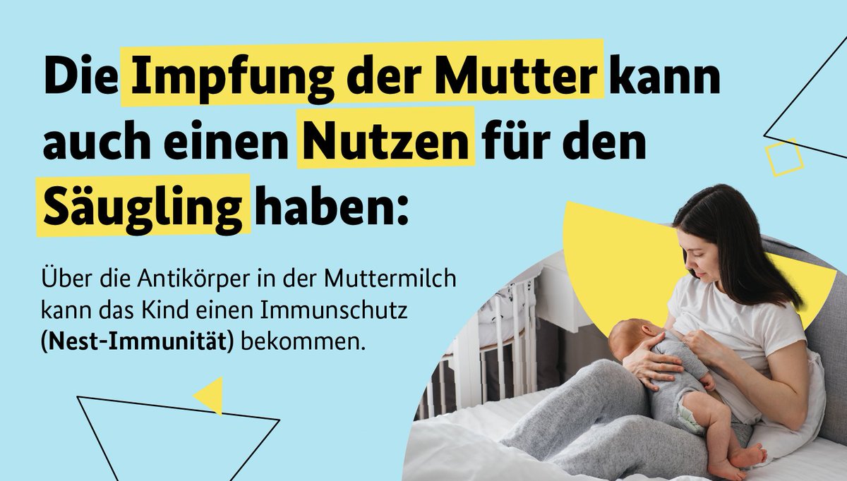 BMG_Bund's tweet photo. Fakt ist: Es gibt keine Hinweise, dass die #CoronaSchutzimpfung ein Risiko für #Stillende und ihr Kind darstellt. Weitere Infos finden Sie hier:
https://t.co/WXXPOdmahb https://t.co/xS1dr0GjRA