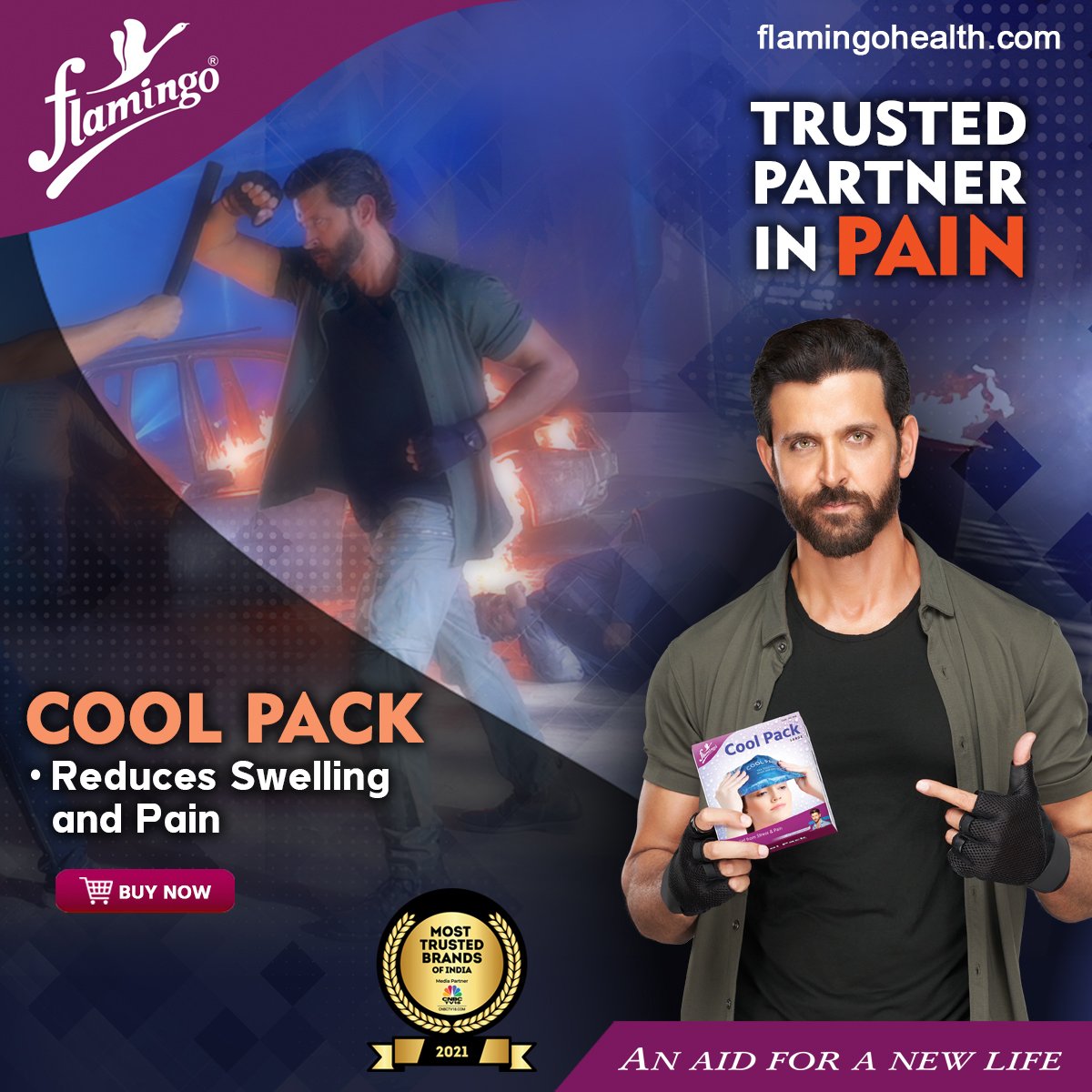 flamingohealth_'s tweet photo. Flamingo Cool Pack is your Trusted Partner in Pain since it reduces swelling and pain 💜 @iHrithik.
.
.
#Flamingo #TrustedPartnerinpain #brandambassador #hrithikroshan #TVC #coolpack #swelling #pain #painmanagement https://t.co/S1aG5VIEaF