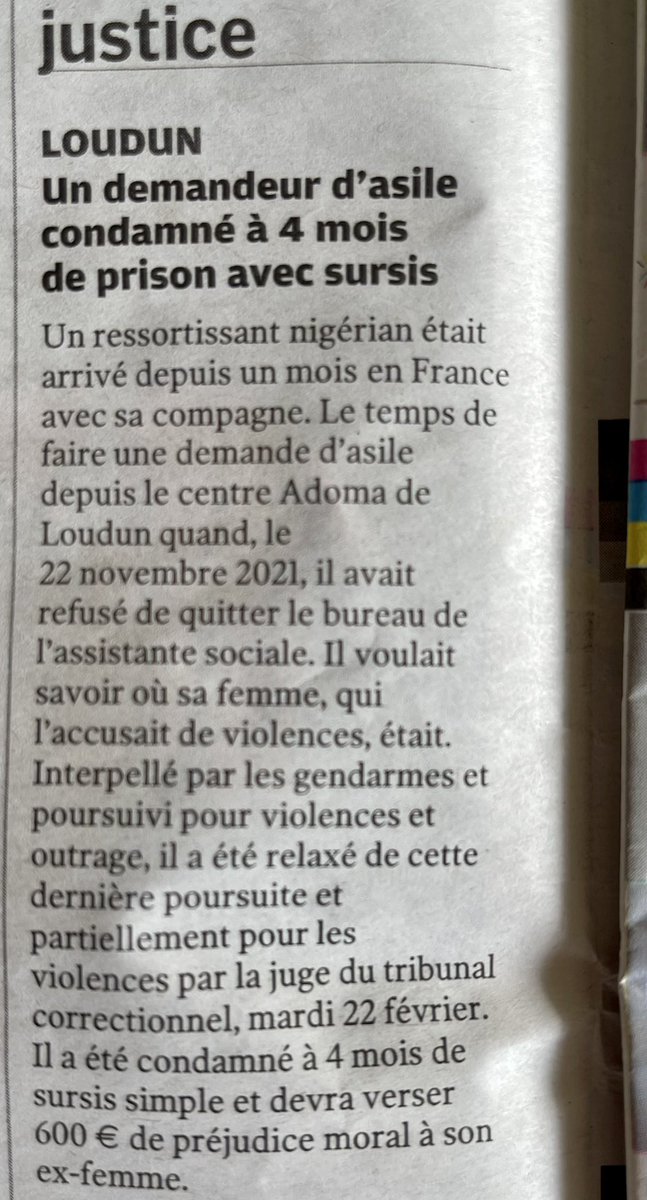 jsproust's tweet image. Un immigré sur #Loudun en demande d’asile frappe sa femme et se voit condamné à 4 mois de sursis. Pourquoi ne pas l’expulser directement vers son pays d’origine?  @justice_gouv