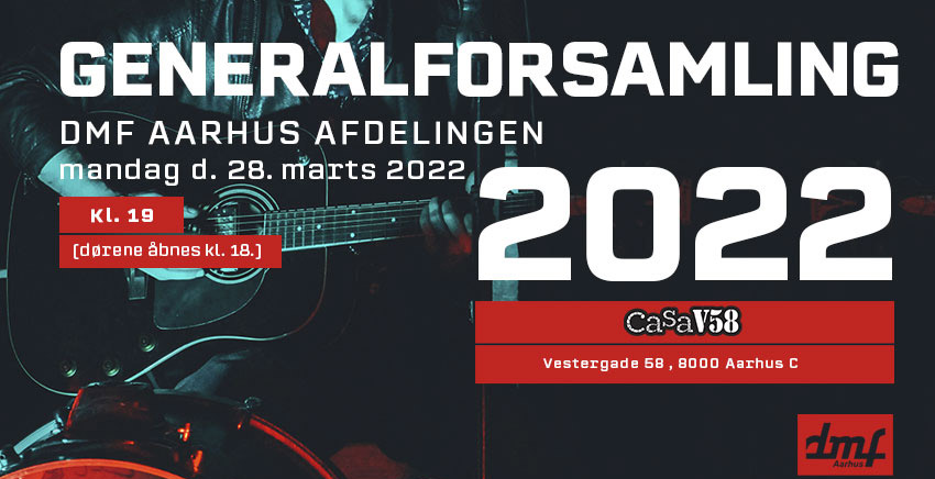 dmfaarhus's tweet photo. DMF Aarhus holder ordinær generalforsamling mandag den 28. marts 2022 kl. 19 på Casa V58, Vestergade 58, 8000 Aarhus C. Dørene åbnes kl. 18:00. Afdelingen er vært ved en bid mad og noget at drikke til de fremmødte. https://t.co/Q10gnmS9rW