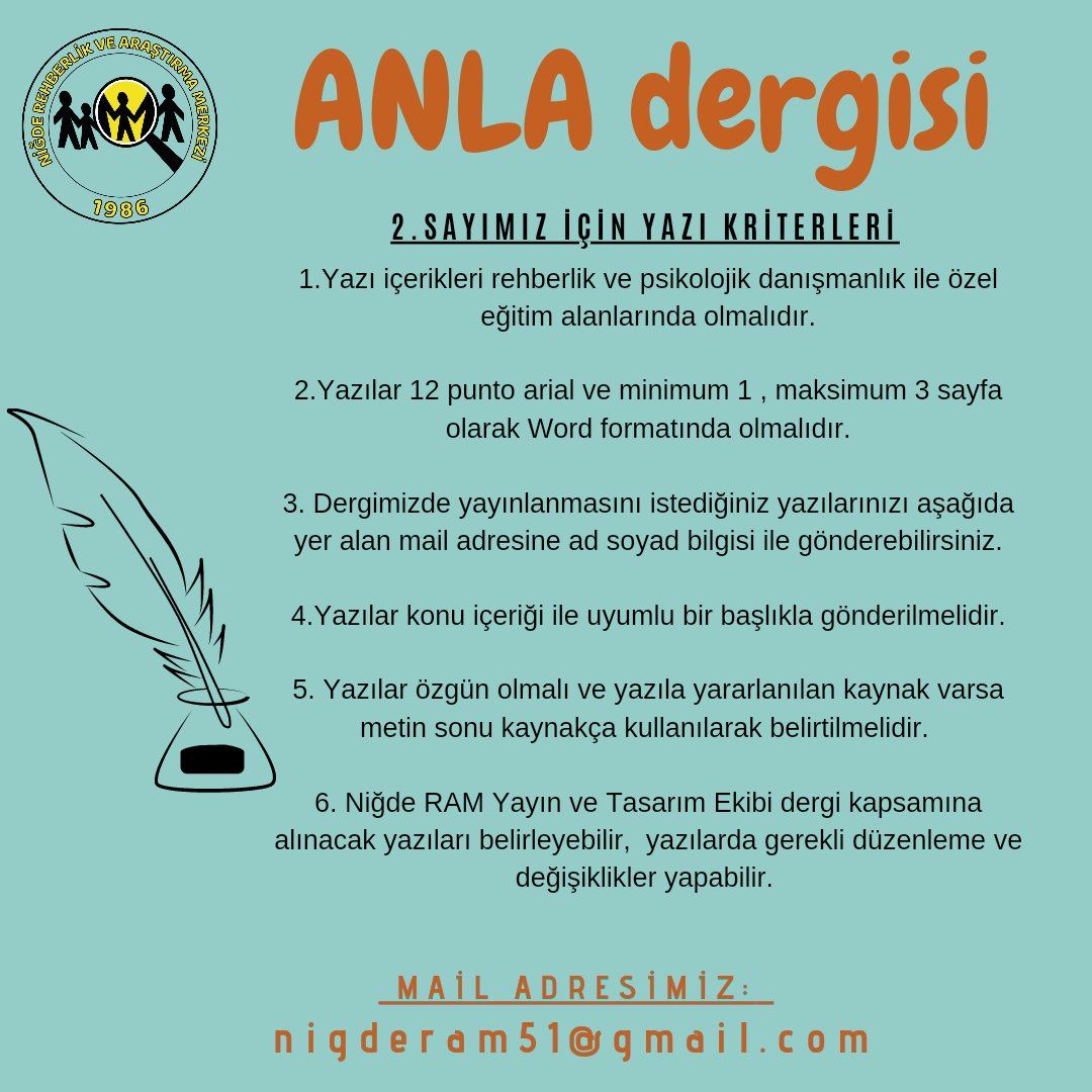 nigderam's tweet photo. Değerli meslektaşlarımız,dergimiz yazılarınızı bekliyor...!📝📚😇 https://t.co/TJ1BUN24Zd