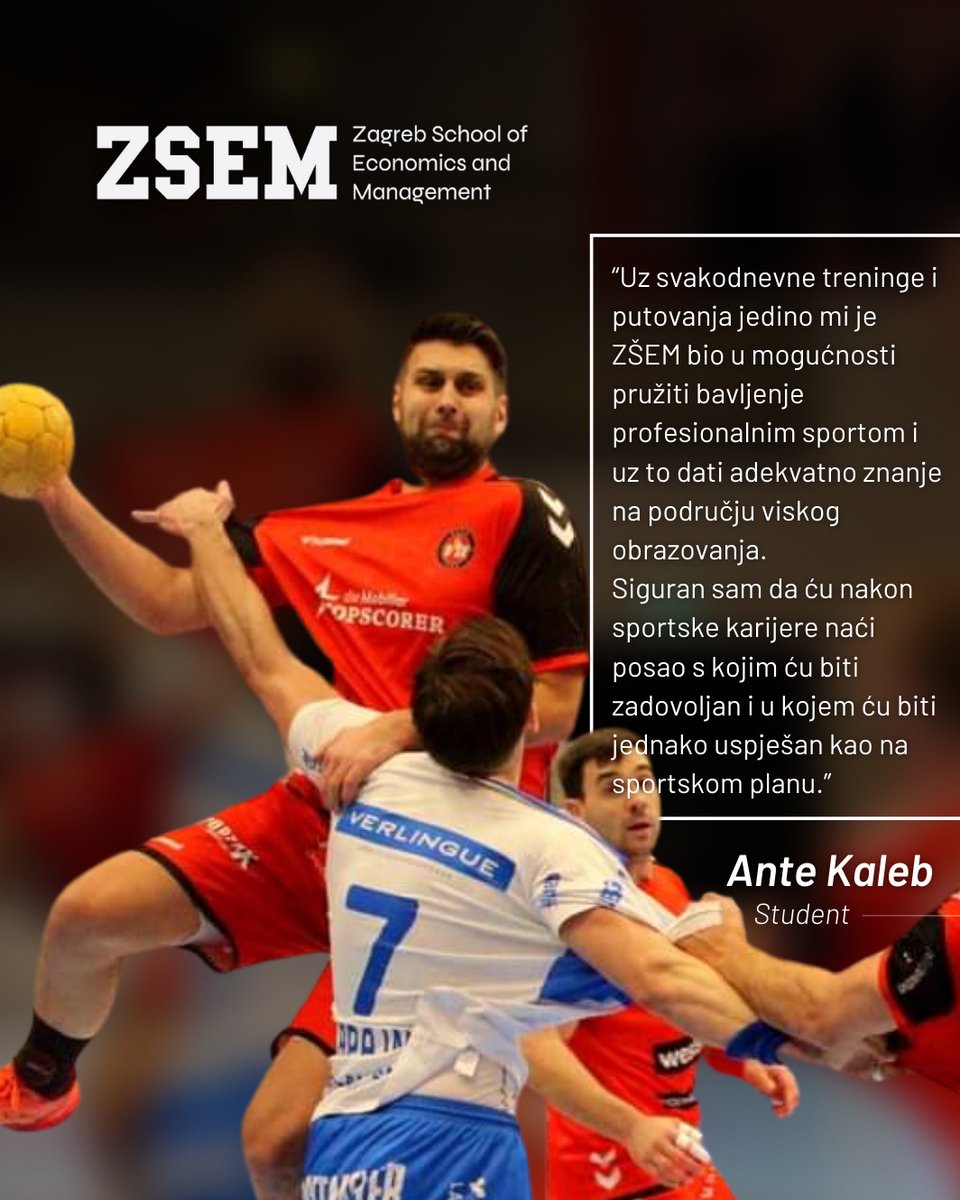 #studentspotlight

🤾🏼‍♂️Ante je naš student koji živi u inozemstvu, a od početka preddiplomskog studija je izvršavao akademske obaveze prema programu aktivnog sportaša. Više o Anti i njegovom iskustvu na ZŠEM-u pročitajte na linku ➡️ instagram.com/p/CaUZfNjsB5j/
