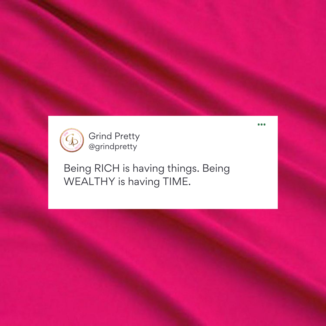 grindprettygirl's tweet photo. There are levels to this! 💰
Being RICH is having THINGS.
Being WEALTHY is having TIME.
That is a different type of luxury. Time is invaluable and worth more than money.
#rich #richauntievibes #wealthy #wealth #grindpretty #time #vibes https://t.co/CnQySvpgOI
