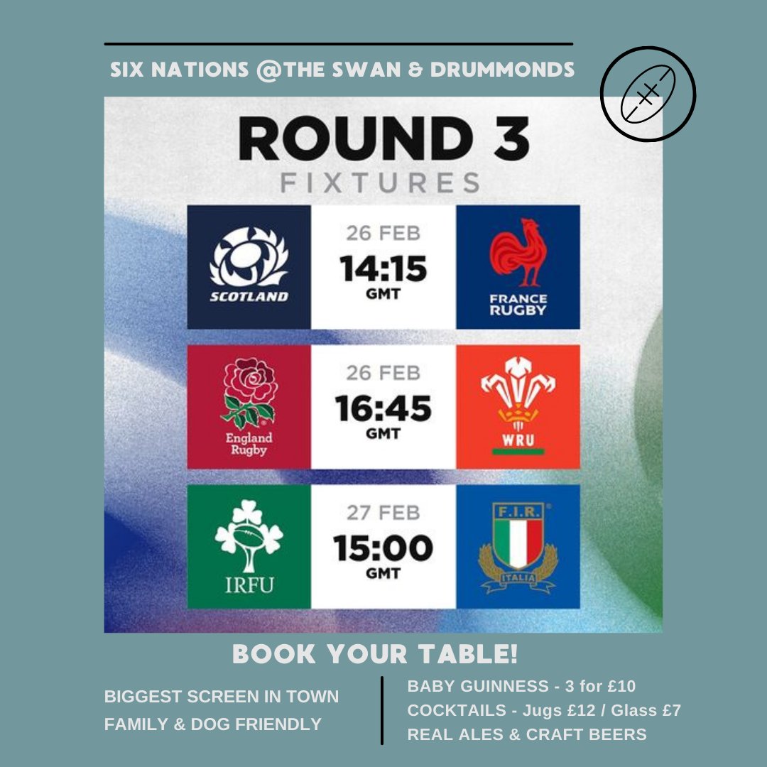 Reasons to watch the Six Nations with us this weekend! #WorcestershireHour 🏉
1. Biggest Screen in town
2. Baby Guinness 3 for £10
3. Cocktails Jugs £12/Glass £7
4. Order a takeaway &amp; eat in whilst watching the game
5. Guest Ales &amp; Craft Beers
Book here  ow.ly/urOj50I1qsQ
