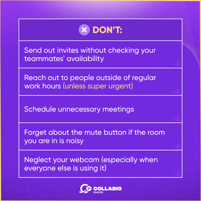CollabioSpaces's tweet photo. Hands up who’s still sometimes struggling with virtual communication at work! 🙋‍♀️

With these simple tips, you'll be able to make your WFH routine effective and clear 👇

#wfh #hybridwork #remotework #work #worklife #collabio #tips