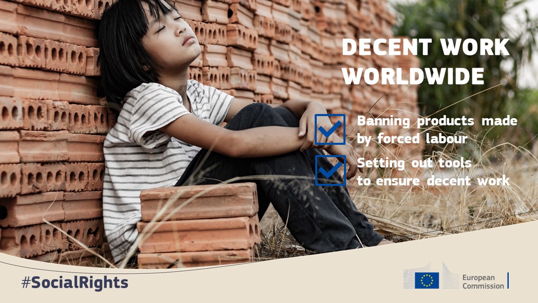 EU_Social's tweet photo. 160 million children are in child labour, and 25 million people are in a situation of forced labour.

Today, we aim to effectively ban products made by forced labour from the EU market and establish tools to ensure #DecentWork worldwide.

👉 https://t.co/VNhS84blur #SocialRights https://t.co/5H7TSIMNrL