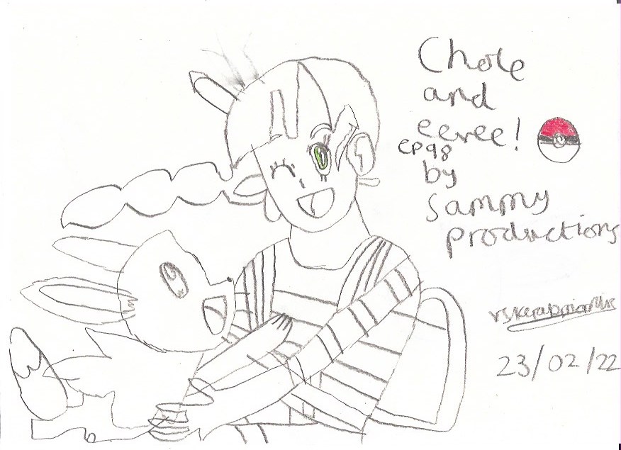 NivasSammy's tweet image. Here's my sketch of Chole and Eevee from Pokemon Journeys episode 98. Great episode and looking forward to the next one. #Pokemon #PokemonJourneys