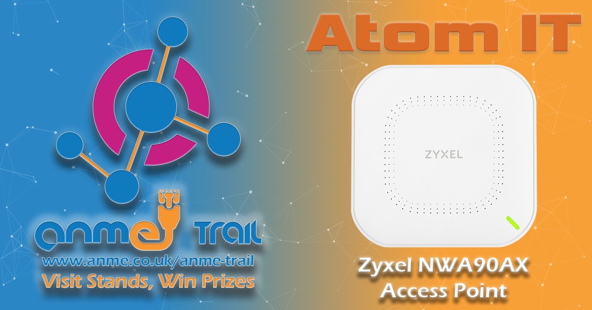 Thanks to <a href="/At0mIT/">Atom IT</a> for joining the #ANMETrail at #Bett2022 and donating a Zyxel Wireless AP! anme.co.uk/anme-trail - Visit Stands, Win Prizes - it's free to enter! #education #edtech #bett22 <a href="/Bett_show/">Bett Global</a>