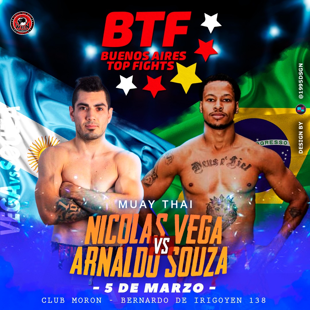 Sábado 5 de marzo 🔥🔥
.
BTF II - Buenos Aires Top Fights 2
.
MODALIDAD: Muay Thai 
.
Nicolas "El Renegado" Vega 🇦🇷
@nikolaselrenegadovega
.
VS
.
Arnaldo Souza 🇧🇷
<a href="/arnaldomsk/">Arnaldomoska</a>
