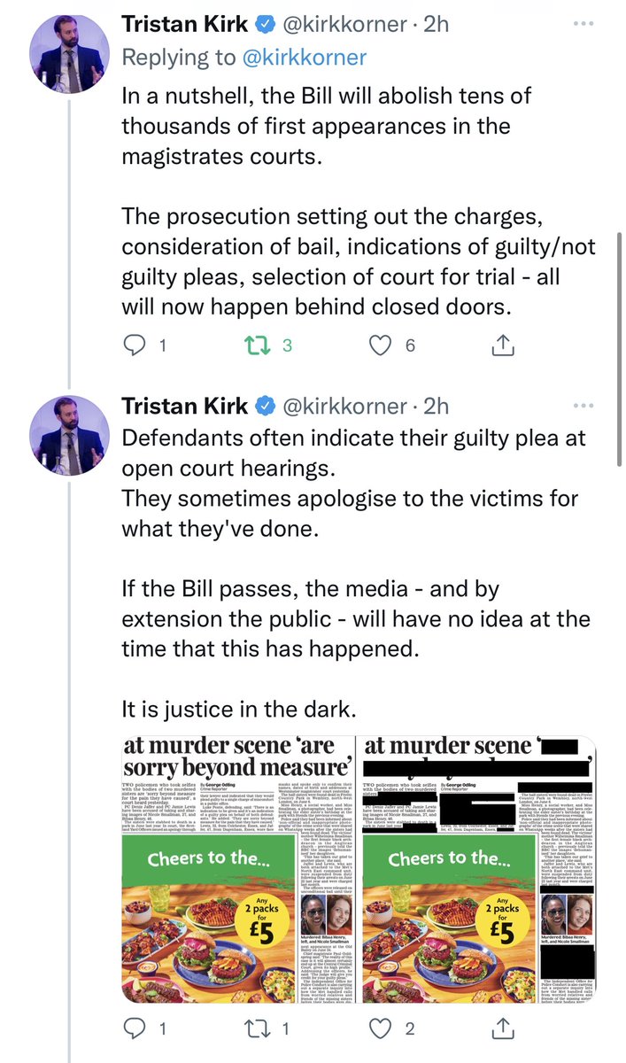 JamesDRossiter's tweet photo. vital thread from @kirkkorner and once again another assault on #openjustice and will be legitimately seen by many as sign that government distrusts ordinary people, in a move to #secretcourts, and risks conspiracy theories running rampant via removals of checks and balances https://t.co/EwGDgr8gLi
