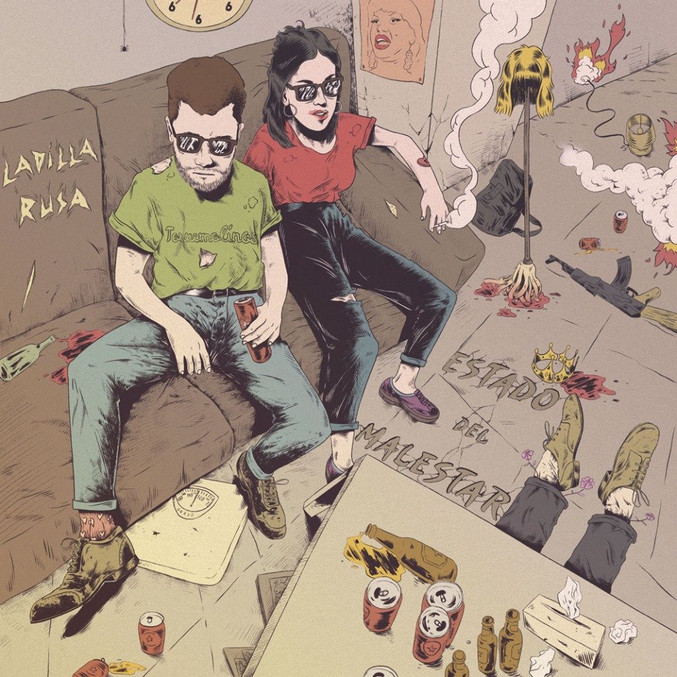 Hoy #23F, hace 4 años del estreno de nuestro disco 'Estado del Malestar', un golpe de estado musical. Este portadón de <a href="/alexisillustrat/">alexis</a> lleva dibujadas las 10 canciones del disco. A ver si las encuentras.
🎶Escúchalo spoti.fi/3JN22xP
💿Cómpralo en ladillarusa.es/tienda