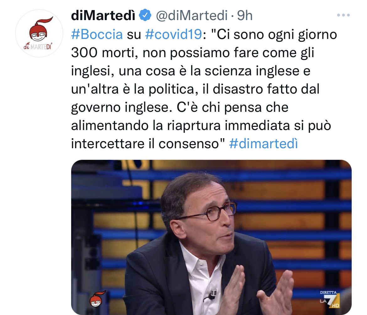 fratotolo2's tweet photo. "Disastro fatto dal governo inglese" afferma l'ex ministro #Pd #Boccia 

👉Mortalità 2021
Italia: 0,10%
UK: 0,07%

👉Decessi #22febbraio 
Italia: 4,33 su un milione di abitanti
UK: 2,05 su un milione di abitanti

Basta menzogne! https://t.co/8295hoDKmU
