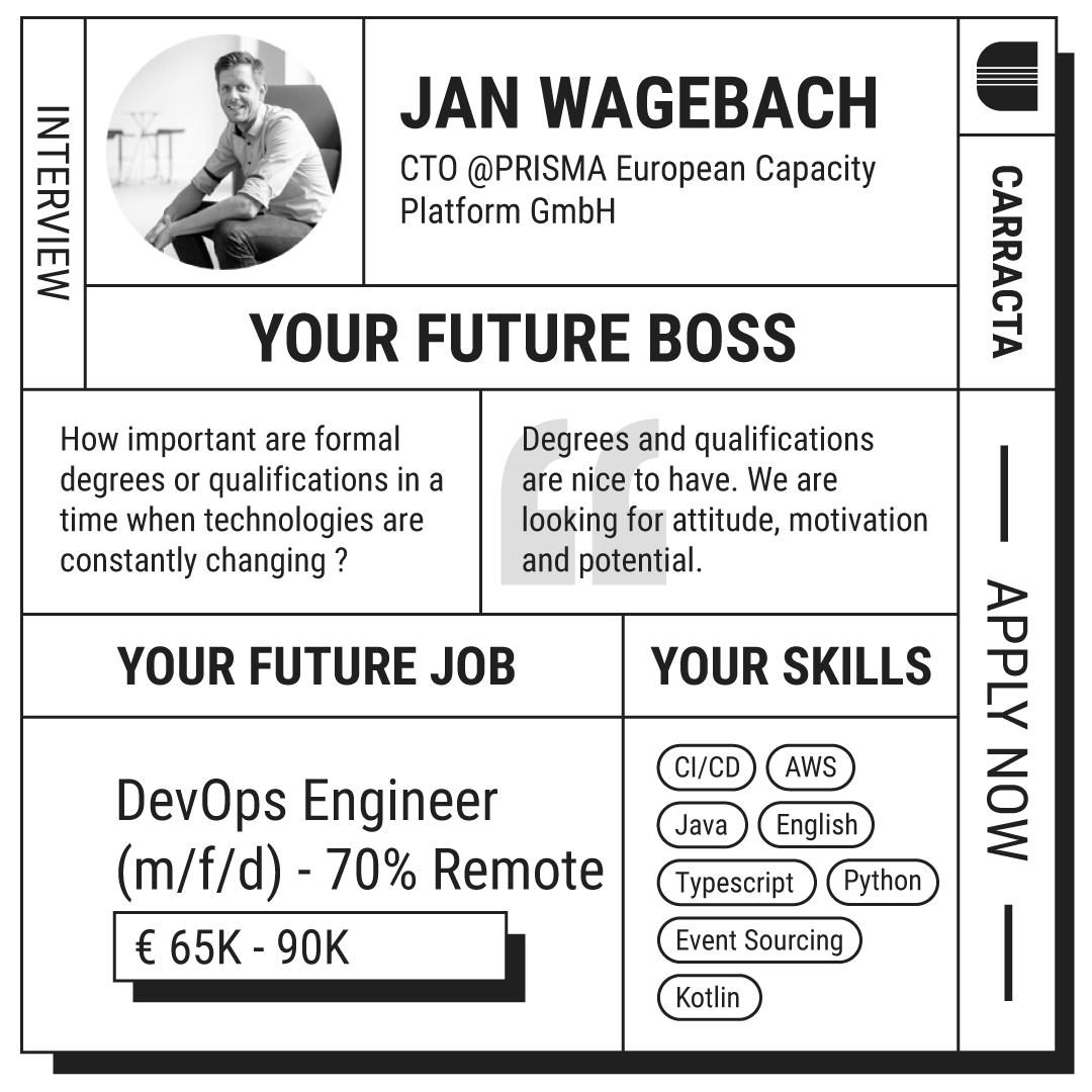 _CARRACTA's tweet photo. Join @PRISMA_PLATFORM as a #DevOps #Engineer (m/f/d) and work somewhere awesome. Read up on who you will be working for when you get your new job. Find out more about your future role and manager here ⚡: https://t.co/dOiRQgpmgy

#pipeline #aws #java #TypeScript #Python #Kotlin https://t.co/0Yz631DzM1