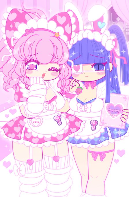 トロリーナちゃん=生クリーム
ジギャクーナちゃん=いちご
ふたりあわせてショートケーキ!
トロリーナちゃんにとってジギャクーナちゃんは妹のような存在で、そんなトロリーナちゃんをジギャクーナちゃんはおねえちゃんのように慕っています 