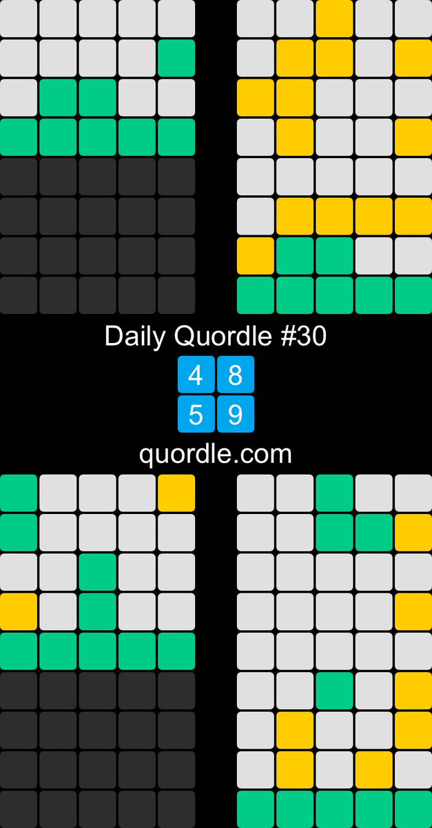 KPS__'s tweet photo. Daily Quordle #30
4️⃣8️⃣
5️⃣9️⃣
https://t.co/oBrLca2CPy ⁦@clairebuchan_an⁩ my first one also 🤯 https://t.co/e0E4SaHTwj