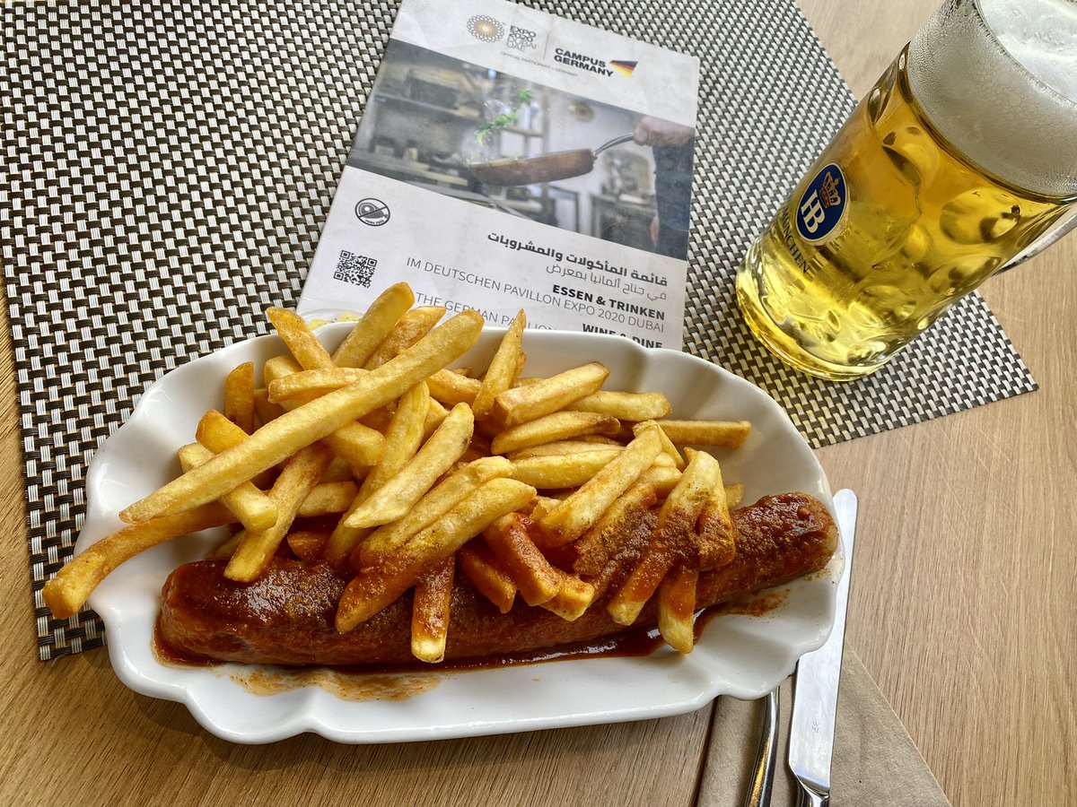 hoomygumb's tweet image. Currywurst breakfast at Camus Germany 🤗🍻 #expo2020 🇩🇪