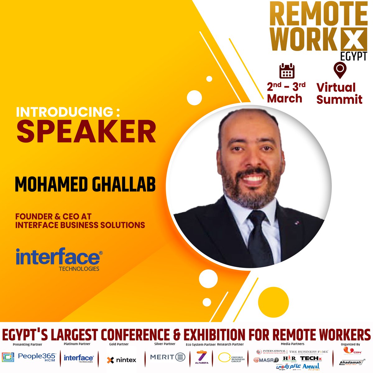 remote_workx's tweet photo. UCON Media Concepts and People365 are happy to present Mr. Mohamed Ghallab as a Speaker for our Virtual Conference and Exhibition "Remote Workx Egypt"! For Registrations: https://t.co/xkfwycpg6d #RemoteWorkx #remoteworking #wfh #remoteworks  #cybersecurity #humanresources https://t.co/CzubZeo7AV