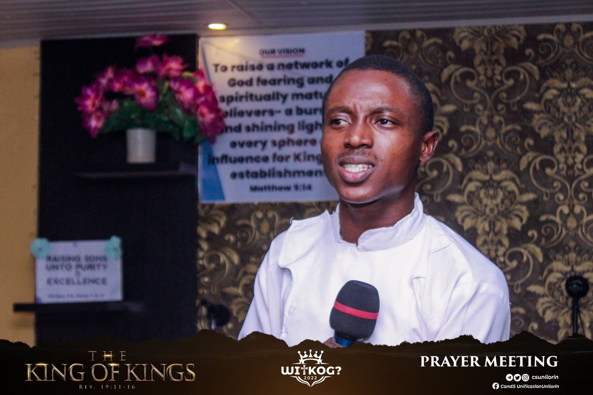 csunilorin's tweet photo. PRAYER MEETING
topic: Behold He Comes
Text: zech 9:9
MInister: Pastor Kayode Popoola
#WitkogTuesday
#Witkog
#TheKingOfKings
#ThisIsZion https://t.co/XQpeSbHldy