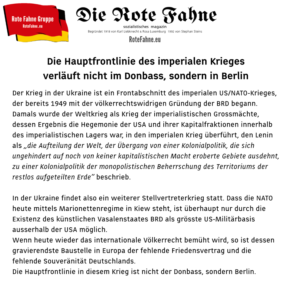 Die Hauptfrontlinie des imperialen Krieges verläuft nicht im Donbass, sondern in Berlin
