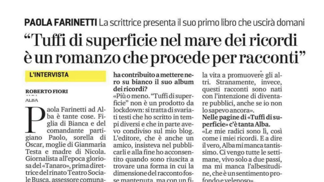 CircoloLettori's tweet photo. Oggi trovate @pifar / Paola Farinetti su @StampaCuneo e su @rep_torino! Ci vediamo stasera al Circolo per parlare di “Tuffi in superficie” @Galluccieditore! Per partecipare invia una mail a info@circololettori.Ig https://t.co/iXNIBp3uBD