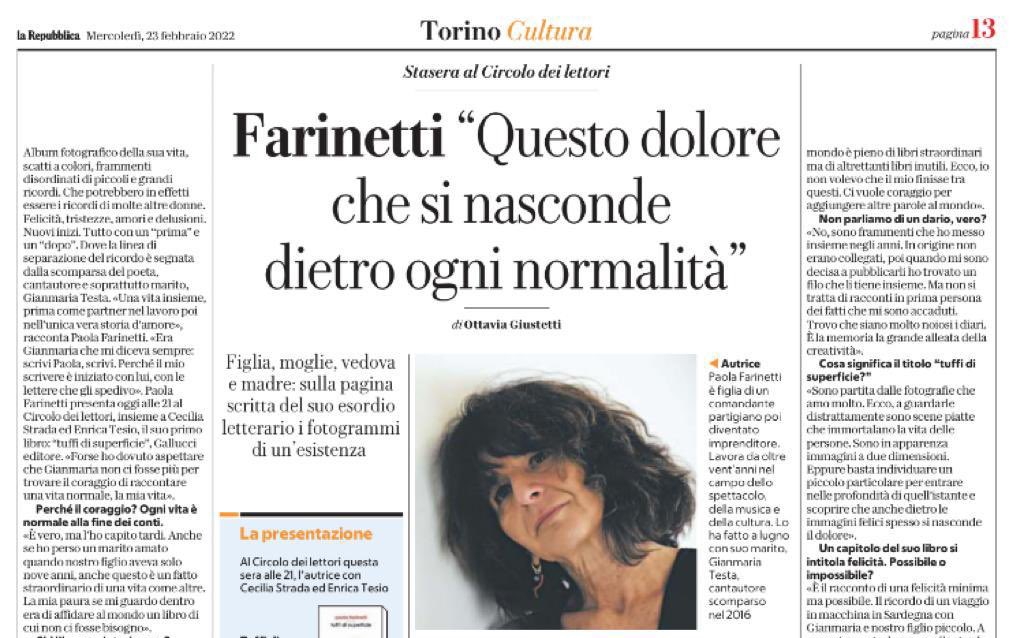 CircoloLettori's tweet photo. Oggi trovate @pifar / Paola Farinetti su @StampaCuneo e su @rep_torino! Ci vediamo stasera al Circolo per parlare di “Tuffi in superficie” @Galluccieditore! Per partecipare invia una mail a info@circololettori.Ig https://t.co/iXNIBp3uBD