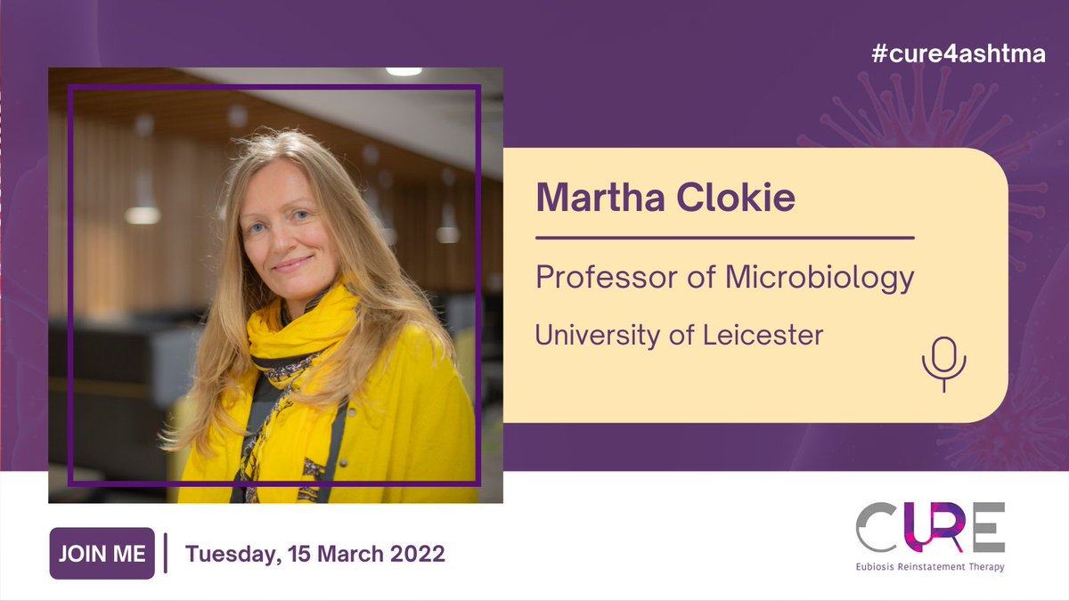 ❗️Keynote alert❗️ 🧬 Are Phages the new frontier? Join Professor of 🌡️Microbiology @MarthaClokie who will discuss the future of #Phage in the journey towards a #cure4asthma and #OneHealth Register now 👉 bit.ly/3HRpOrJ