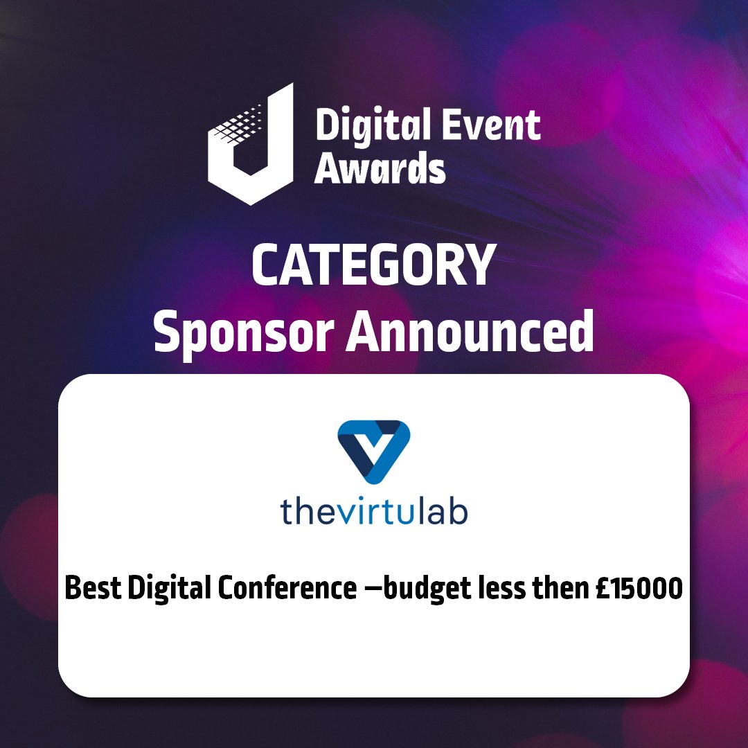 Digi_Event_News's tweet image. CATEGORY SPONSORSHIP ANNOUNCEMENT

The VirtuLab is sponsoring the category: Best Digital Conference - budget less than £15,000

Entry is still open: l8r.it/FrFb

Attend in person or virtually - get your tickets: l8r.it/NhcE

#DigitalEventAwards #eventprofs
