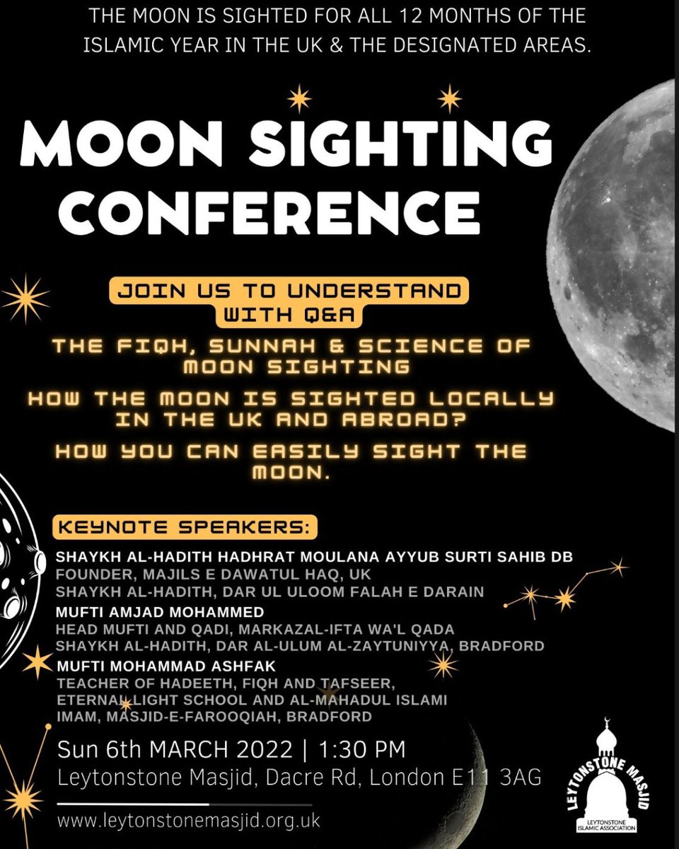 WifaqulUlama's tweet photo. Please try to attend this very important conference hosted by Leytonstone Masjid and attended by some of the leading Ulama of UK. 

Sunday 6th March 2022 | 1:30pm

Keynote Speakers:
-Sheikhul Hadith Maulana Ayyub Surti (DB)
-Mufti Amjad Mohammed
-Mufti Mohammad Ashfak https://t.co/f2ZCzr2EAN