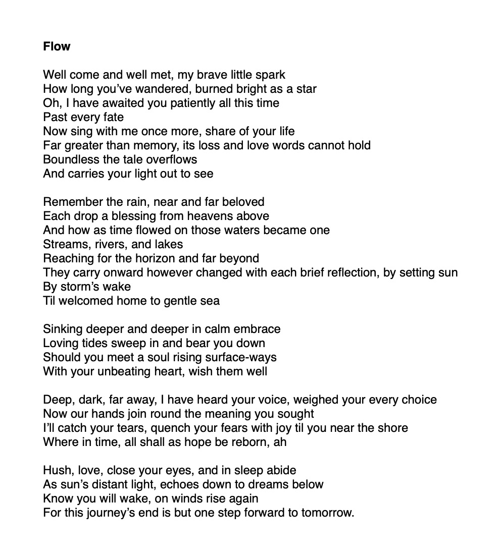 aitaikimochi's tweet photo. The FFXIV Endwalker OST has officially released today February 23rd, 2022! 

Here are the official lyrics for Close in the Distance, Flow, and Hic Svnt Leones, written on the booklet in the OST packaging. https://t.co/oq8EvfIXTK