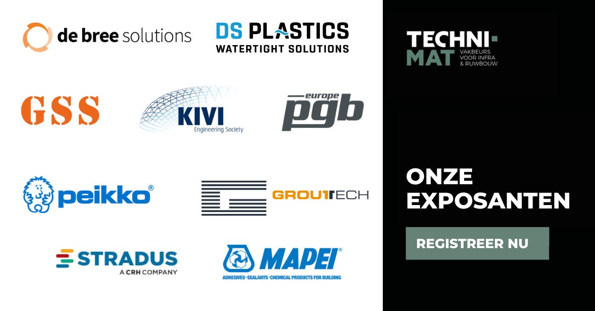 Over twee weken is het zo ver, dan vindt de tweede editie van Techni-Mat plaats! De volgende exposanten zijn onder andere te bezoeken in Kortijk Xpo, op 9 en 10 maart:

Ontdek alle exposanten op onze website lnkd.in/gVi2U4H
Registreer online via lnkd.in/evjJefU6