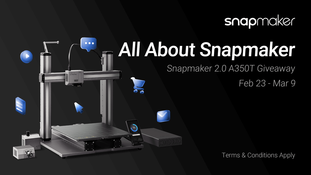 snapmaker's tweet photo. Not sure if you should own a #Snapmaker? Here we've summarized everything you might be curious about us.

Join our contest while getting a chance to win free Snapmaker 2.0 A350T! It's as easy as a simple click.

👉Enter now: https://t.co/7EOBzMptKX https://t.co/Mpv7wIQKYx