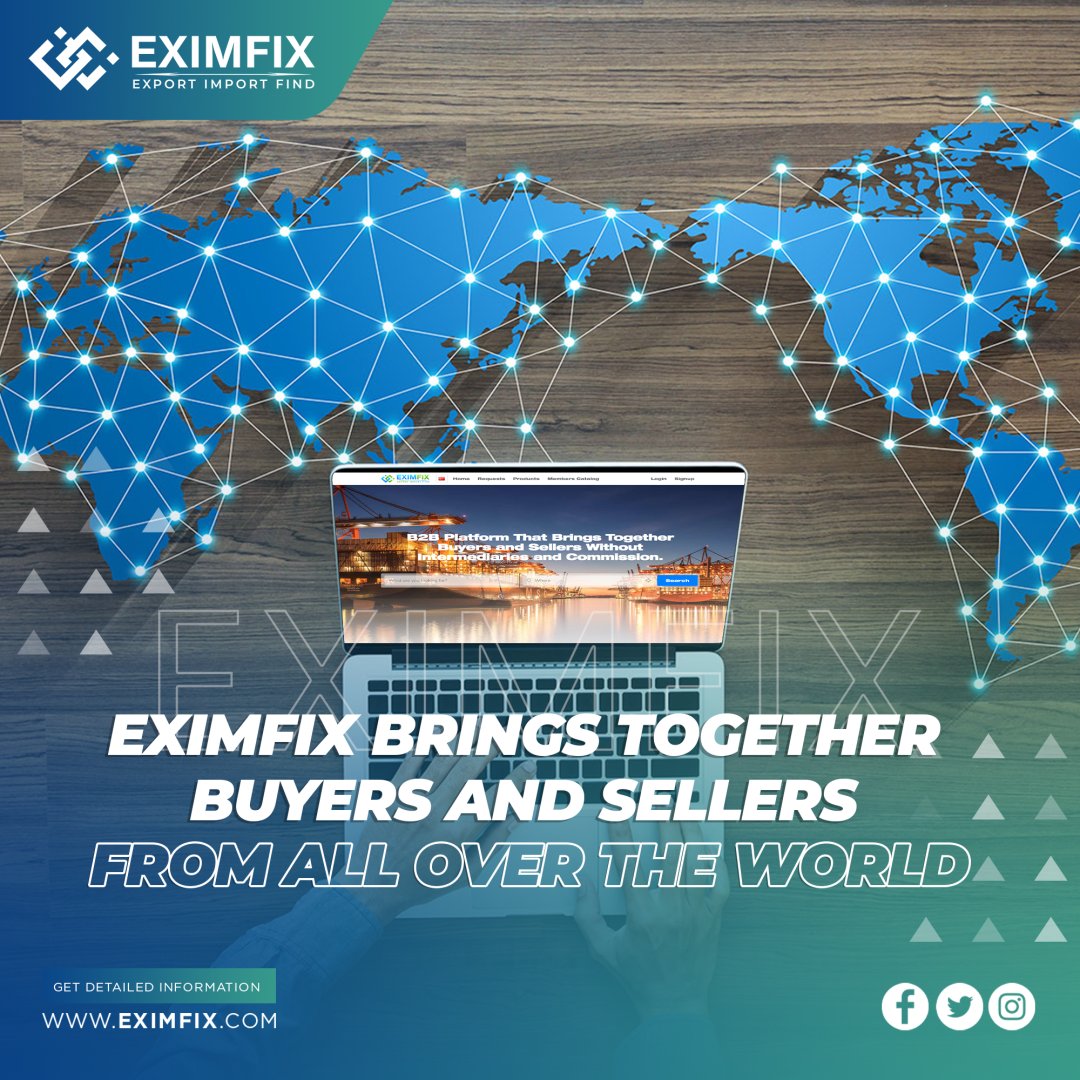 Eximfix works hard to build a trustworthy reputation. Therefore, as a seller, you must meet certain standards to be part of the network.

Sign up for free today, reach buyers and sellers from all over the world.

eximfix.com

#B2B #ihracat #export #import