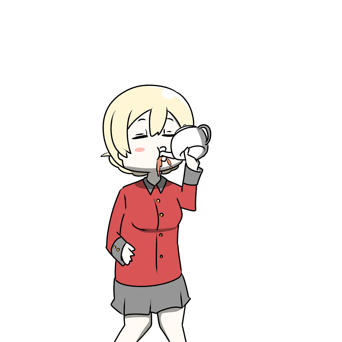 darjeeling (girls und panzer) 1girl blonde hair cup st. gloriana's military uniform solo teacup drinking  illustration images