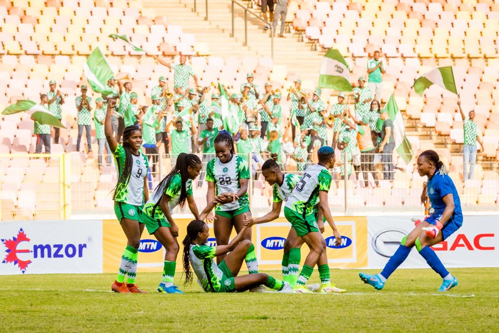 MTNNG's tweet photo. Matchday! The @NGSuper_Falcons, with a 2-0 first-leg win, are set to qualify for the 2022 Africa Women's Cup of Nations in Morocco. See pictures from the match played in Abuja and https://t.co/TODywR5rzz for a preview of today's game set to be played by 5pm. #ThisIsNaija https://t.co/rpEBWIBwbj