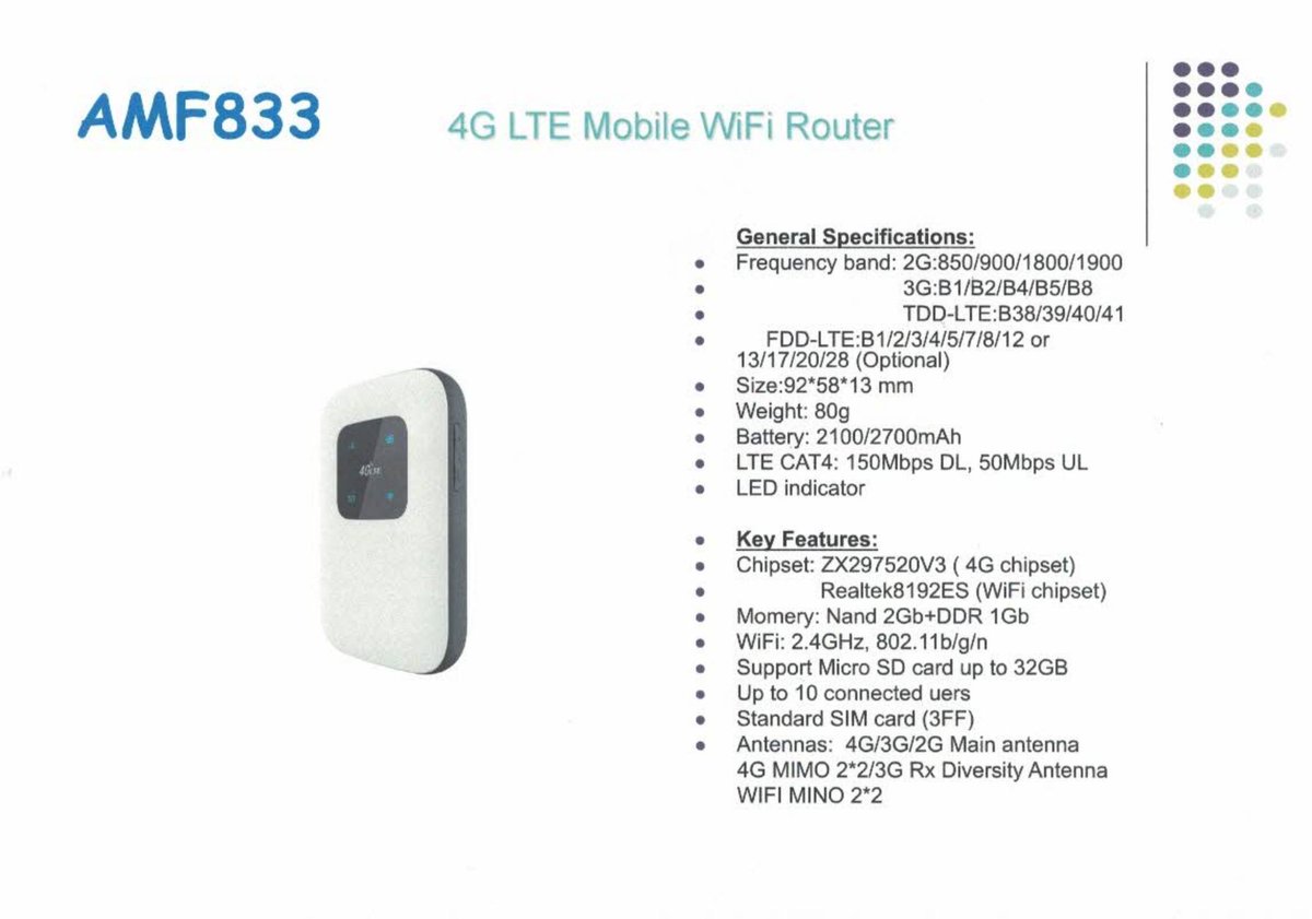 台湾均皇出口产品：随身MIFI
Taiwan Sovereign export product: portable MiFi