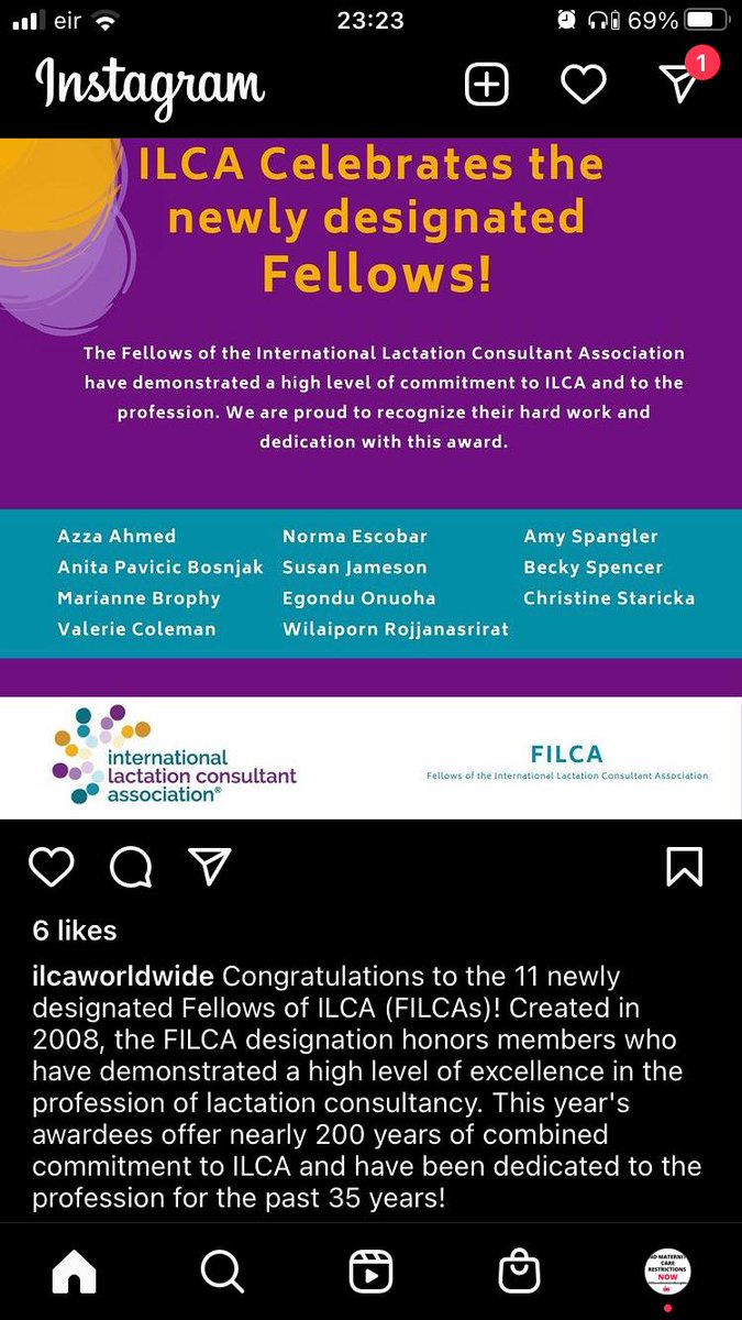 Huge congratulations to Sue Jameson who has being awarded a fellowship of ILCA. So well deserved for her lifetime of leadership in lactation here in Ireland and passionate commitment to breastfeeding families and health professionals education.