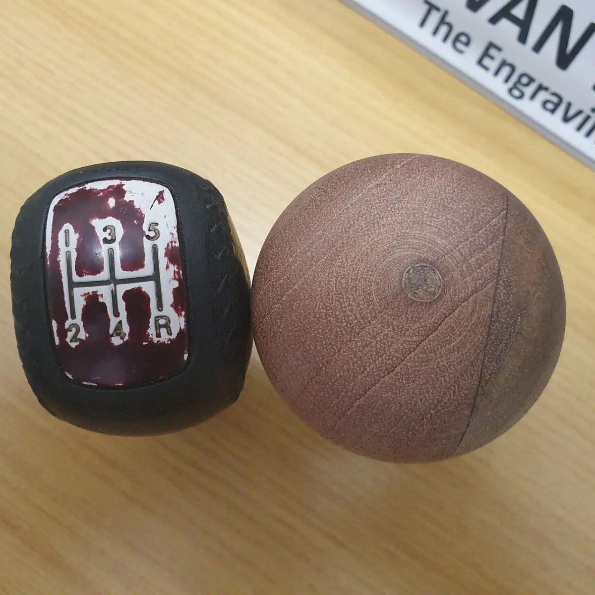 LaserTechBW's tweet image. Some unique #CustomEngraving done for a friend who made these wooden gear knobs for his 4x4 vehicle and came to us to have them #LaserEngraved for a permanent, elegant finish!
#LaserTechCustoms #LaserEngraving #Engraving #WoodEngraving #BespokeEngraving #PersonalisedEngraving