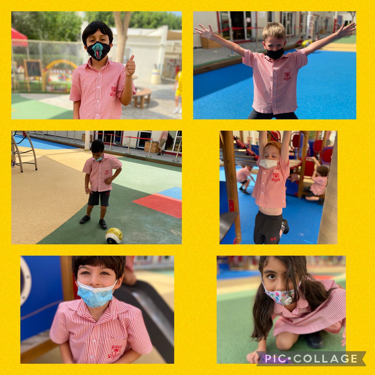 DESSyear2's tweet photo. Fun in the sun for 2 Yellow on our amazing new playground floor. #dess #fun #playround @DESSDubai #dessyear2 #Year2 https://t.co/TnLbmM66C3