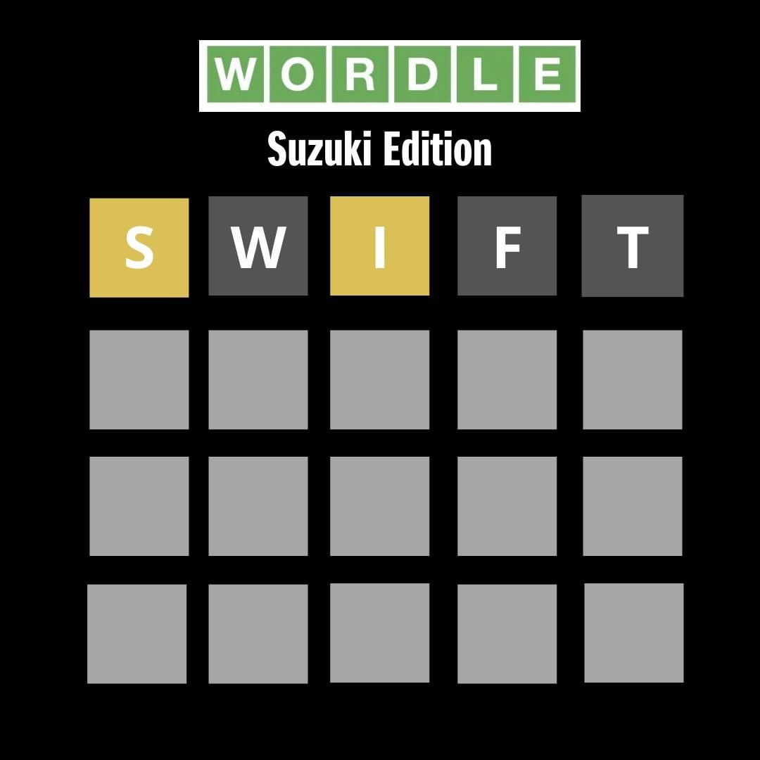 Wordle with a Suzuki twist?! Yes please!

Can you guess the 5 letter word? Here’s a clue - this small SUV was recently named 'best buy' for the third year in a row... 🤔

Drop your answer in the comments!

Thanks for the great game westlondon.suzuki ❤