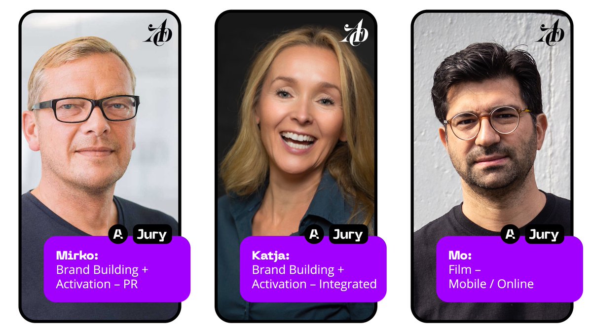 Mirko_Kaminski's tweet photo. Katja, Michael (Mo) und ich gehen dieses Jahr als @achtung Trio in die Jury des ADC. 🙂🚀🚀🚀 Und ich freu‘ mich, dass unsere Katja als ADC-Neue gleich in die Integrated-Jury gewählt wurde. Mega! 🎉  

#ideascreatereality #adcfestival2022 #adcjury2022 https://t.co/wF6KrXWjqK
