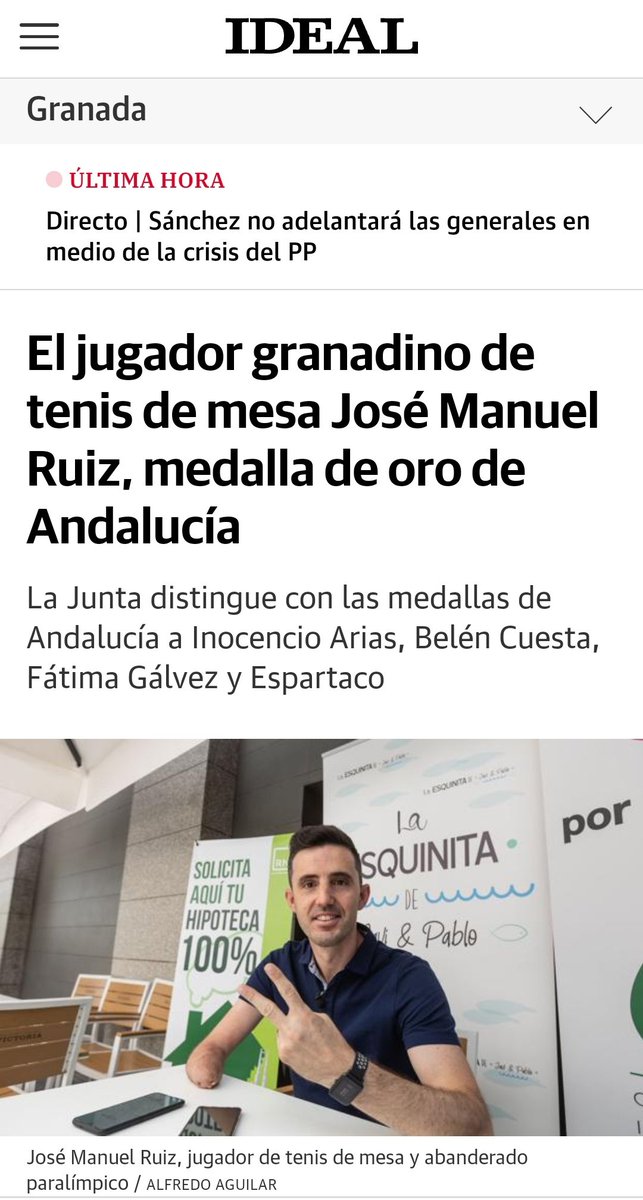 🥳MEDALLA DE ORO DE ANDALUCÍA 🥇 El papa de una de nuestras gimnastas, Jose Manuel Ruiz recibirá la medalla de oro de Andalucía el próximo 28 de febrero! Desde aquí te damos la enhorabuena por este gran reconocimiento! Un gran ejemplo de lucha y superación 💪🏼 <a href="/JMRuizReyes/">José Manuel Ruiz PLY</a>
