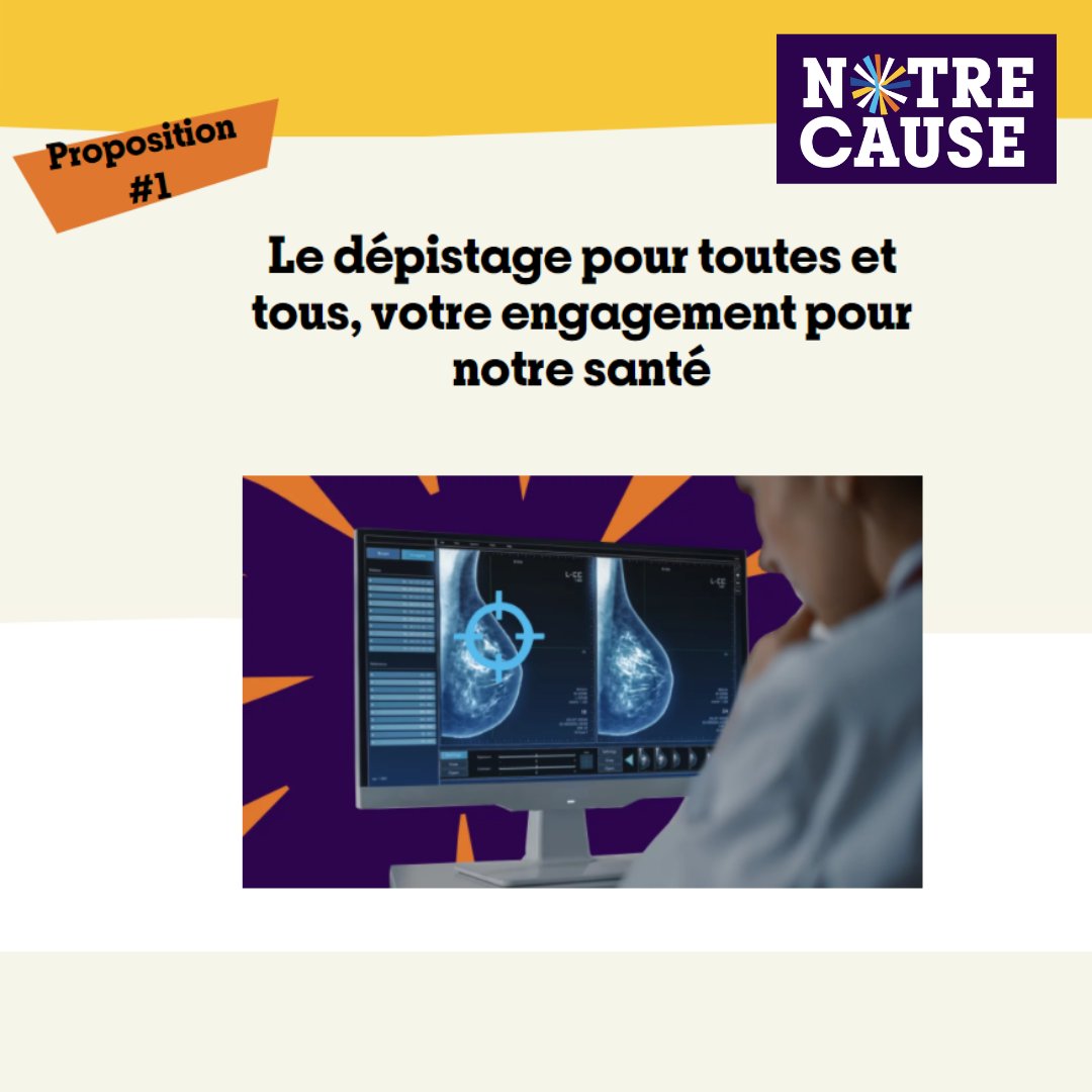 Liguevscancer31's tweet photo. [#NotreCause] 🗳️
La @laliguecancer a soumis🔟 propositions pour lutter contre le cancer aux candidat(e)s des #présidentielles et #législatives 2022.
🔊Proposition numéro 1 : Le dépistage pour toutes et tous !
Lien du projet ➡️ https://t.co/FuCiCMwOKK https://t.co/bH4vcbk6qJ