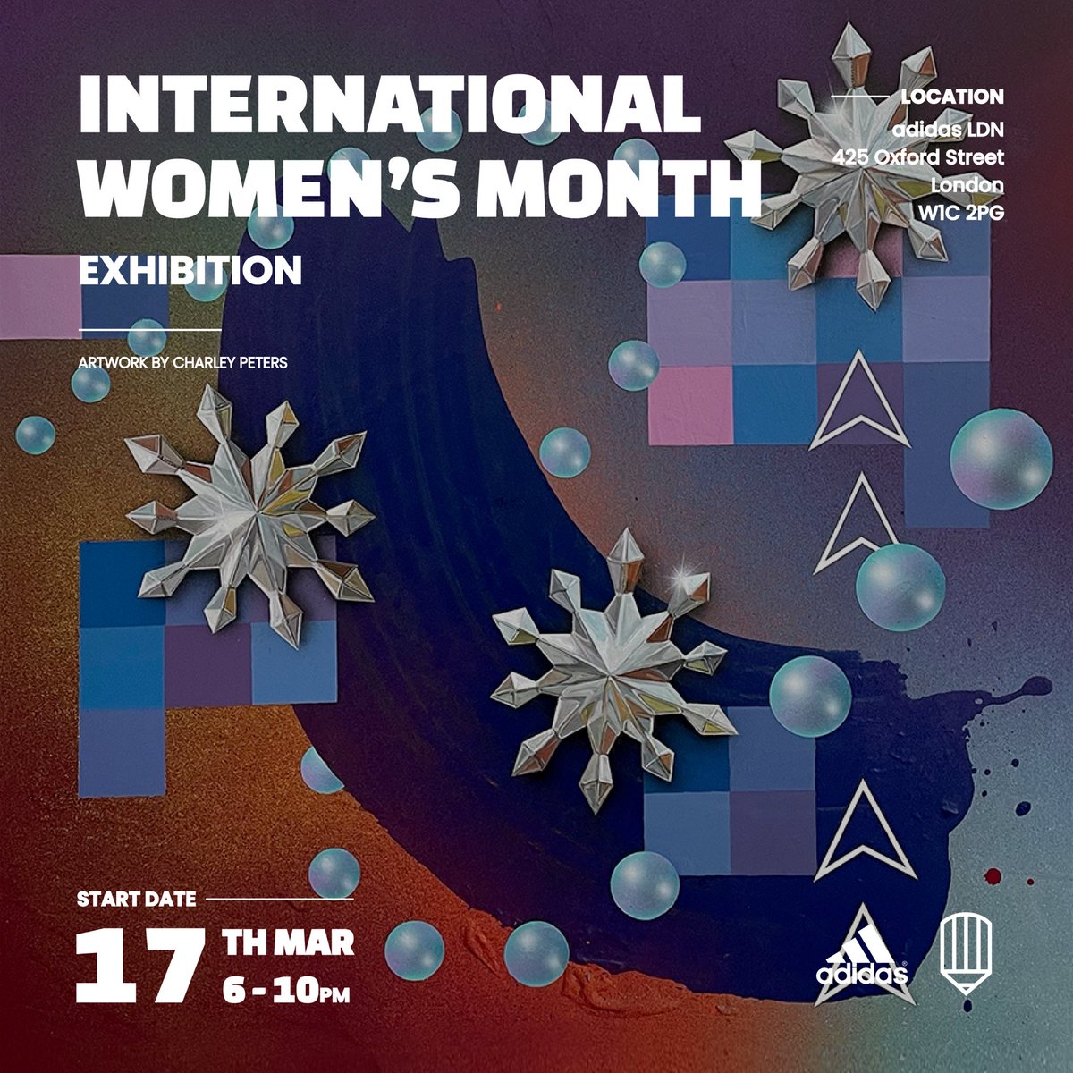 Charley_Peters's tweet photo. I’m very excited to be taking part in @CreativeDebuts epic project to celebrate International Women’s Month @AdidasLondon 

😎 Click here to book your place at the opening event on 17 March:
https://t.co/MKuwYQilOv https://t.co/E60NVrwUWS