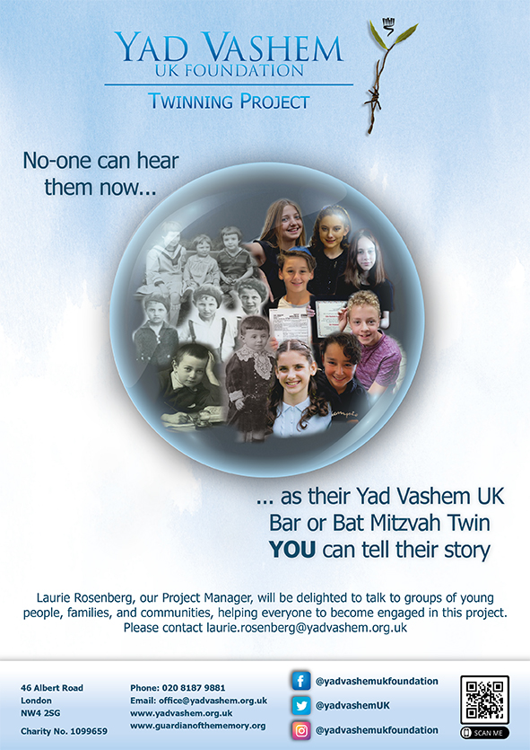 Yad Vashem UK Foundation has Twinning programme to perpetuate the memories of those who perished in the Shoah. No-one can hear them now - But YOU can tell their story by becoming a Bar or Bat Mitzvah Twin yadvashem.org.uk/twinning/twinn… 
#neverforget #yadvashemuk #barmitzvah #batmitzvah