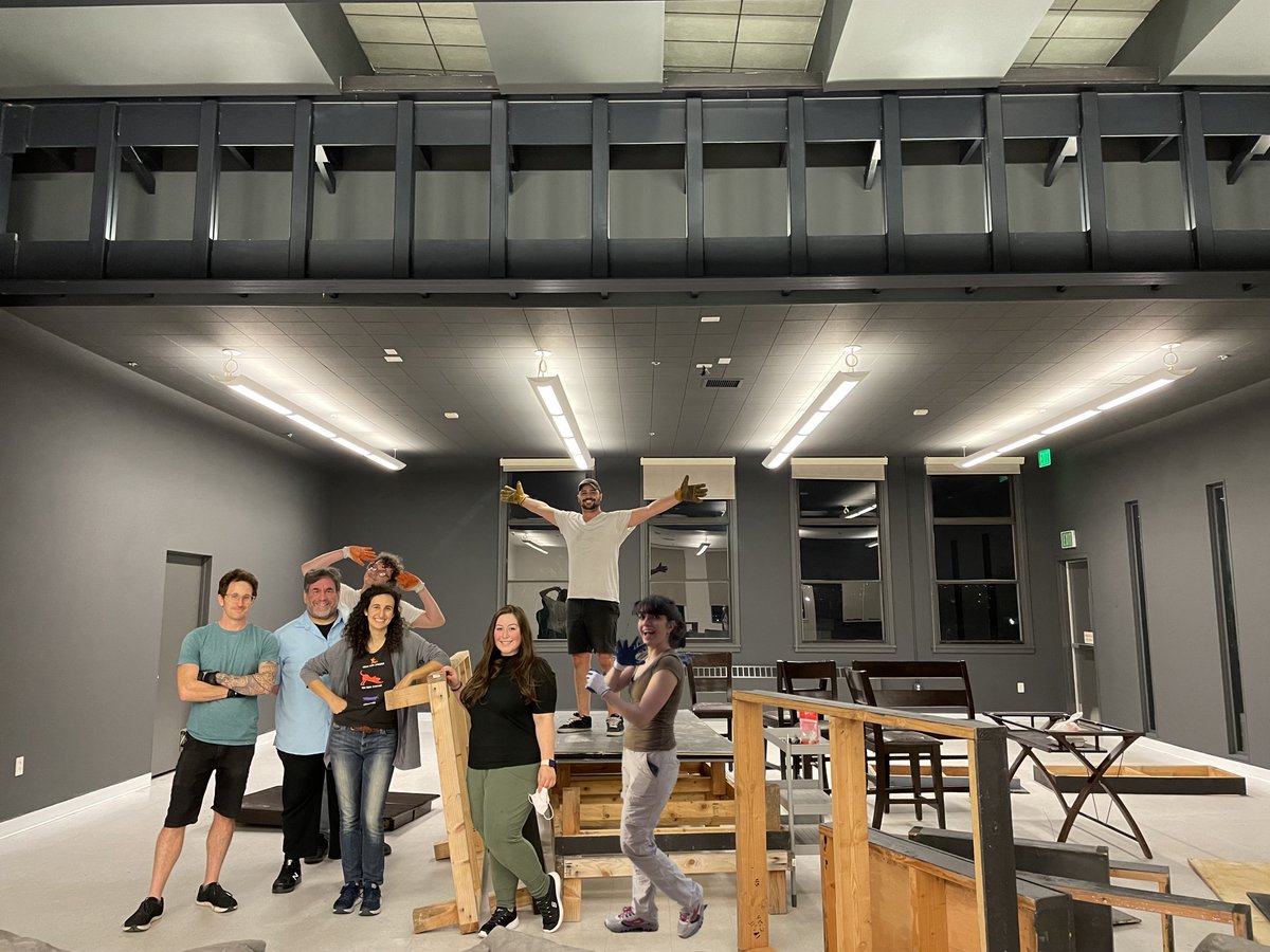 Mockingbirdprov's tweet photo. We're home! This weekend we started our move into our new theater in Arts District Liberty Station! We can't wait to re-assemble our stage for the first time since May 2020 and get back doing what we do best- making you laugh! 💛 Help us get started: https://t.co/SDjfTCuTtv https://t.co/PBEU4OVV2I