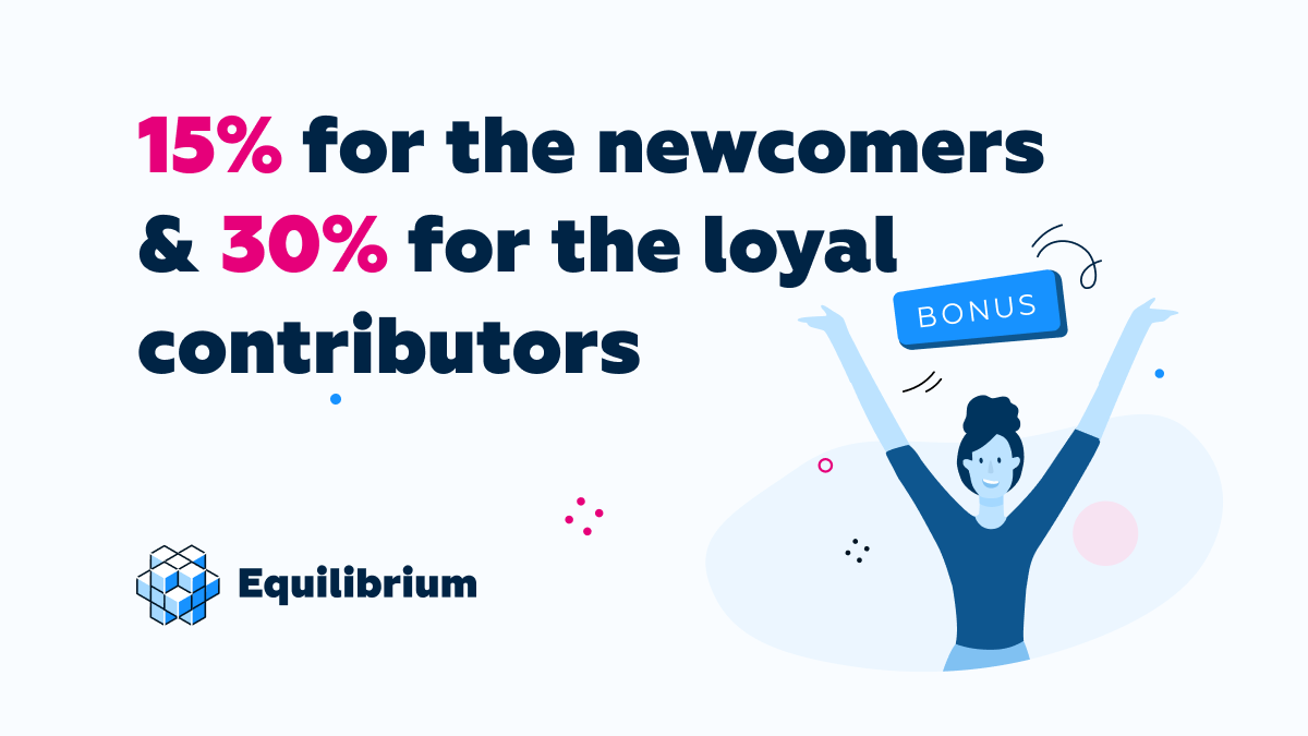 EquilibriumDeFi's tweet photo. The crowdloan Boost Bonus is LIVE! 🙌 

If you contribute for the 1st time, you will receive a 15% reward.
If you’ve donated before and want to support the project again, you will receive a 30% bonus. 
*Only for contributions made after 9 am UTC Feb 22. 

https://t.co/nwmIuvcye2 https://t.co/wH6jpSlIef